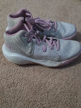 Under Armour Kids Mid-Top Sneakers - Light Gray & Lilac